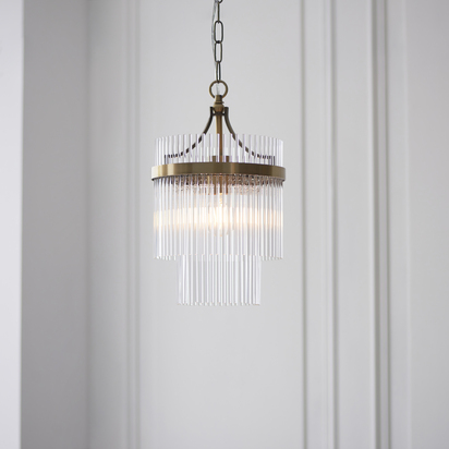 Brackenmont Pendant Pendant light Antique brass plate & clear glass