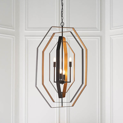 Bramley 4lt pendant aged bronze effect Pendant light Aged bronze effect & antique gold paint
