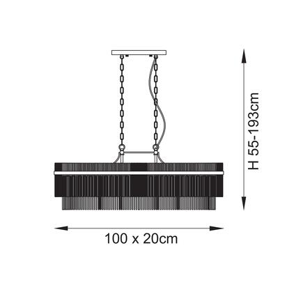 Marietta 4lt Linear Pendant Pendant light Antique brass plate & clear glass