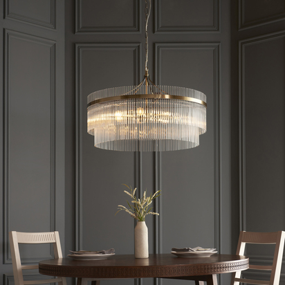 Brackenvale 7lt Pendant Pendant light Antique brass plate & clear glass