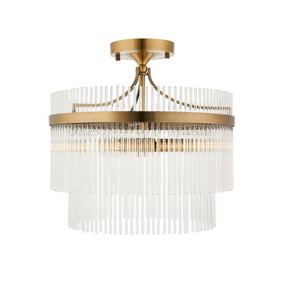 Brackenmont 3lt Semi Flush Semi flush light Antique brass plate & clear glass