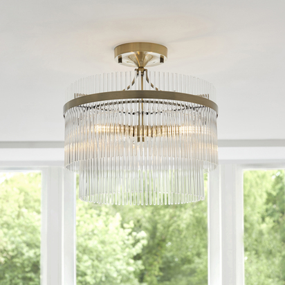 Brackenmont 3lt Semi Flush Semi flush light Antique brass plate & clear glass