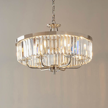 Caspian 6lt pendant bright nickel plate Pendant light Bright nickel plate & clear cut glass