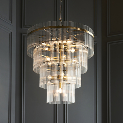 Brackenmont 16lt Tiered Pendant Pendant light Antique brass plate & clear glass