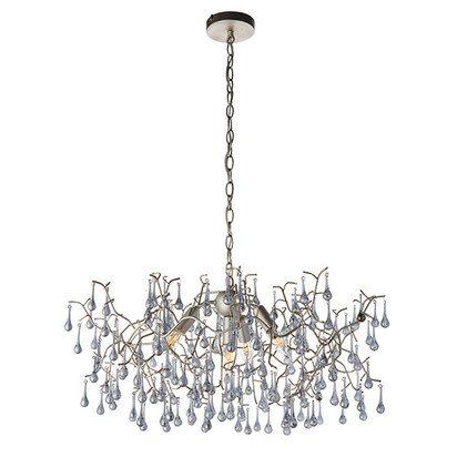Clifton 4lt pendant aged silver paint Pendant light Aged silver paint & smokey grey tinted glass