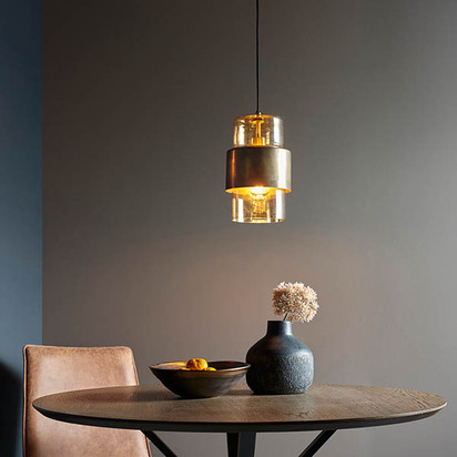 Elowen pendant brass patina Pendant light Brass patina & champagne lustre glass