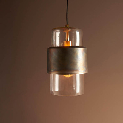 Evelyn pendant bronze patina plate Pendant light Bronze patina plate & clear glass
