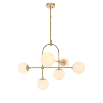 Florence 6lt pendant matt antique brass plate Pendant light Matt antique brass plate & opal glass