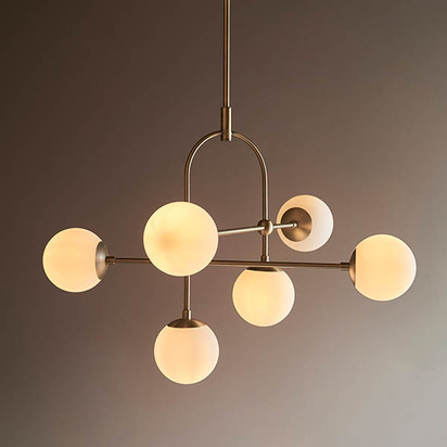 Florence 6lt pendant matt antique brass plate Pendant light Matt antique brass plate & opal glass