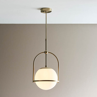 Hadley pendant matt antique brass plate Pendant light Matt antique brass plate & opal glass