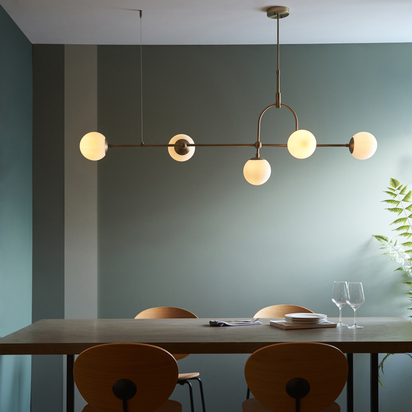 Henley 5lt pendant matt antique brass plate Pendant light Matt antique brass plate & opal glass