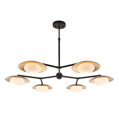Kensal 6lt semi flush gold Semi flush light Gold & dark bronze finish with opal glass