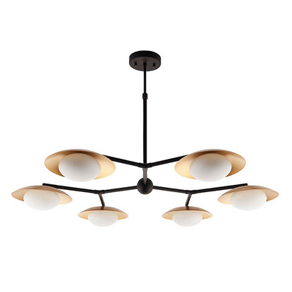 Kensal 6lt semi flush gold Semi flush light Gold & dark bronze finish with opal glass