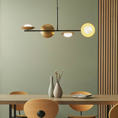 Kielder 4lt pendant gold Pendant light Gold & dark bronze finish with opal glass
