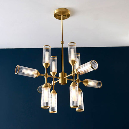 Loxley 12lt pendant satin brass plate with clear Pendant light Satin brass plate with clear & frosted glass
