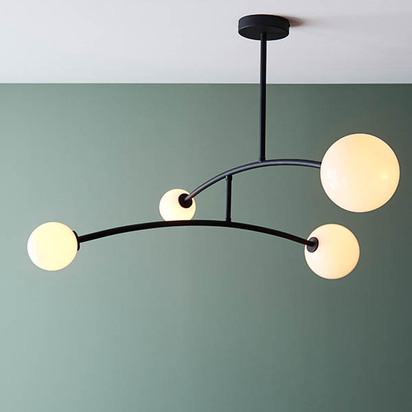 Pimlico 4lt semi flush textured matt black Semi flush light Textured matt black & gloss opal glass