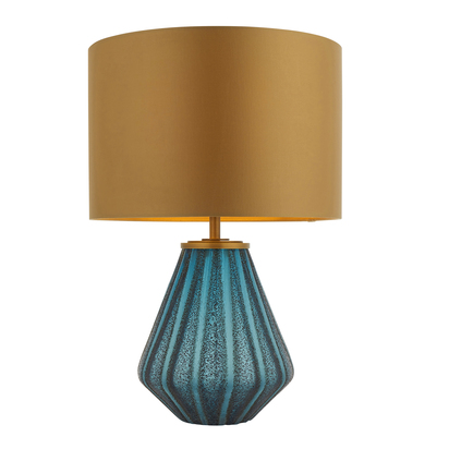 Rafferty table turquoise tinted glass Table light Turquoise tinted glass & gold satin fabric