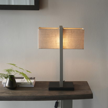 Ravello table satin nickel plate Table light Satin nickel plate & natural linen