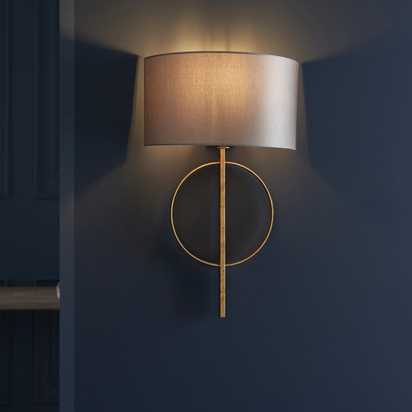 Selby wall antique gold leaf Wall light Antique gold leaf & mink satin fabric