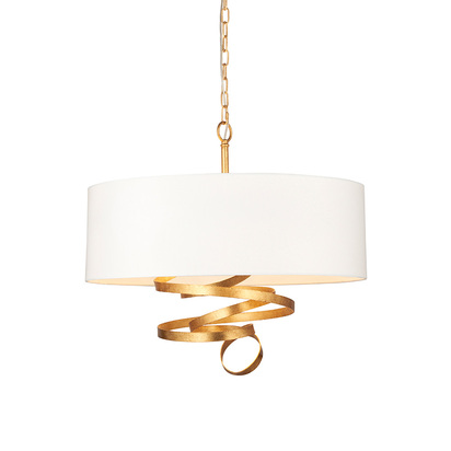 Wycombe 3lt pendant gold leaf Pendant light Gold leaf & ivory cotton fabric