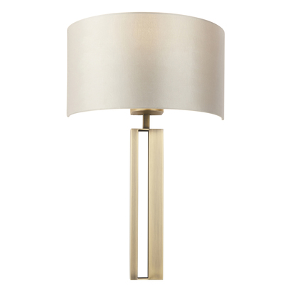 Ainsley wall matt antique brass plate Wall light Matt antique brass plate & mink satin fabric