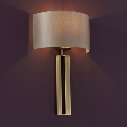 Ainsley wall matt antique brass plate Wall light Matt antique brass plate & mink satin fabric