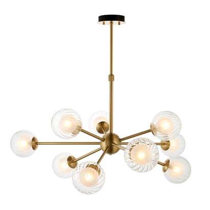 Avery 9lt pendant satin brass plate Pendant light Satin brass plate & clear/frosted glass