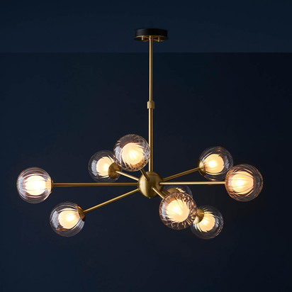 Avery 9lt pendant satin brass plate Pendant light Satin brass plate & clear/frosted glass