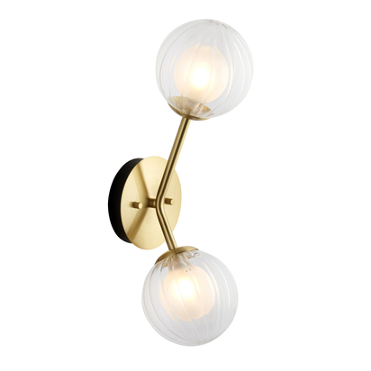 Bayswater 2lt wall satin brass plate Wall light Satin brass plate & clear/frosted glass
