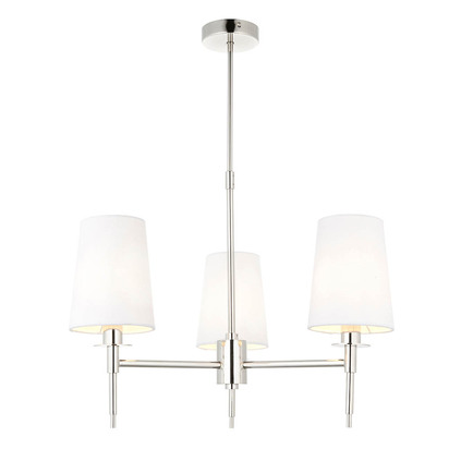 Bourne 3lt pendant bright nickel plate Pendant light Bright nickel plate & vintage white fabric