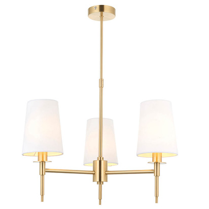 Brunswick 3lt pendant satin brass plate Pendant light Satin brass plate & vintage white fabric