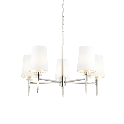 Bourne 5lt pendant bright nickel plate Pendant light Bright nickel plate & vintage white fabric