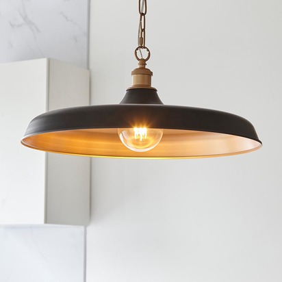 Carlton pendant matt black Pendant light Matt black & satin gold paint