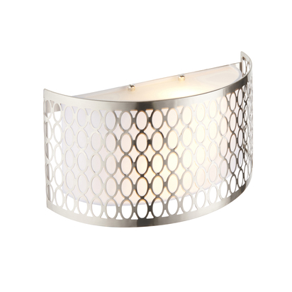 Twickenham 2lt Wall Wall light Satin nickel plate, white fabric & frosted glass