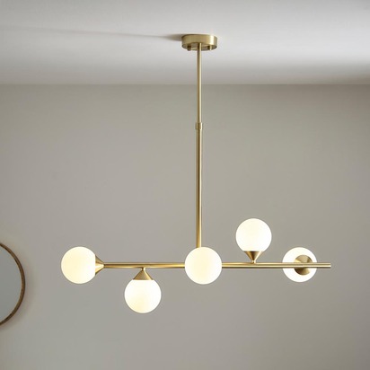 Clara 5lt pendant satin brass plate Pendant light Satin brass plate & gloss white glass