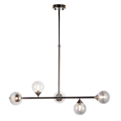 Coniston 5lt pendant black chrome plate Pendant light Black chrome plate & smoked mirror glass