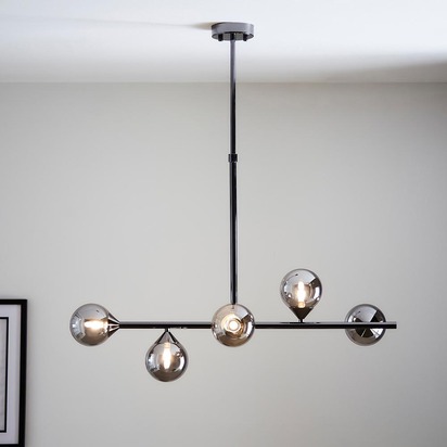 Coniston 5lt pendant black chrome plate Pendant light Black chrome plate & smoked mirror glass