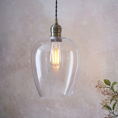 Chester pendant antique brass plate Pendant light Antique brass plate & clear glass