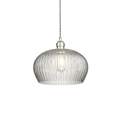Eldon pendant bright nickel plate Pendant light Bright nickel plate & clear ribbed glass