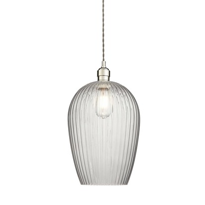Eldon pendant bright nickel plate Pendant light Bright nickel plate & clear ribbed glass