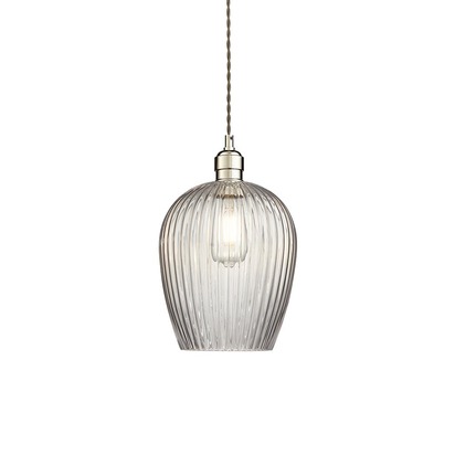 Eldon pendant bright nickel plate Pendant light Bright nickel plate & clear ribbed glass