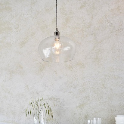 Esme pendant bright nickel plate Pendant light Bright nickel plate & clear hammered glass