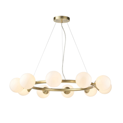 Gable 10lt pendant satin brass plate Pendant light Satin brass plate & gloss white glass