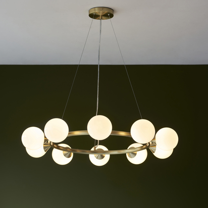 Gable 10lt pendant satin brass plate Pendant light Satin brass plate & gloss white glass