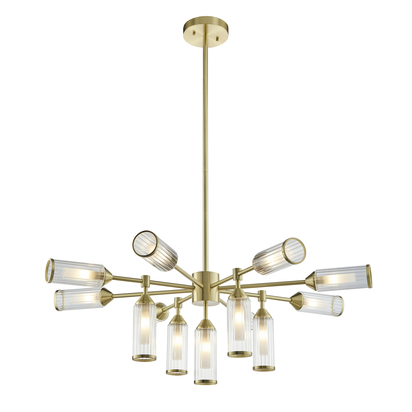 Hartley 13lt pendant satin brass plate with clear Pendant light Satin brass plate with clear & frosted glass