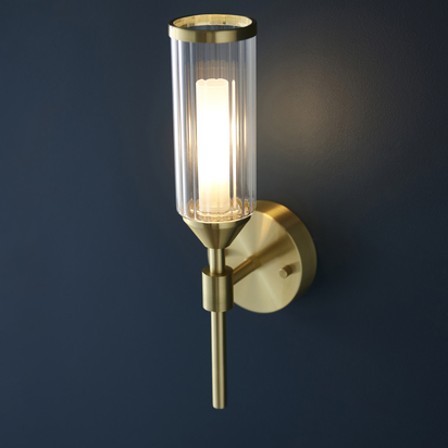 Hazel wall satin brass plate with clear Wall light Satin brass plate with clear & frosted glass