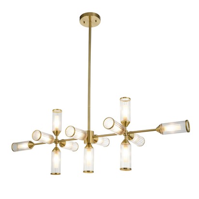 Hepburn 13lt pendant satin brass plate with clear Pendant light Satin brass plate with clear & frosted glass
