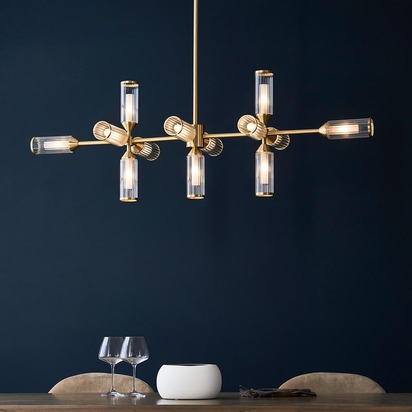 Hepburn 13lt pendant satin brass plate with clear Pendant light Satin brass plate with clear & frosted glass