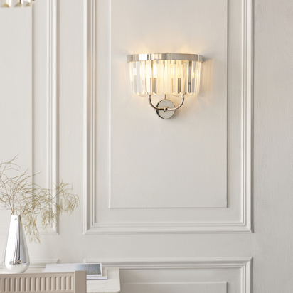 Holborn 2lt wall bright nickel plate Wall light Bright nickel plate & clear cut glass