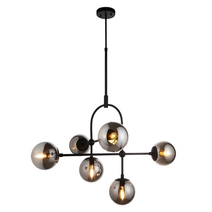 Isla 6lt pendant matt black Pendant light Matt black & smoked mirror glass
